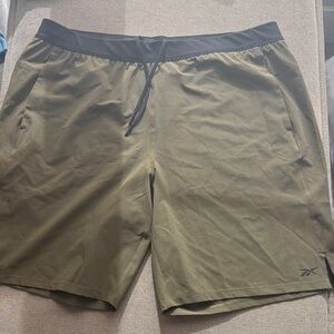 Reebok Men's Khaki and Black Athletic Shorts
